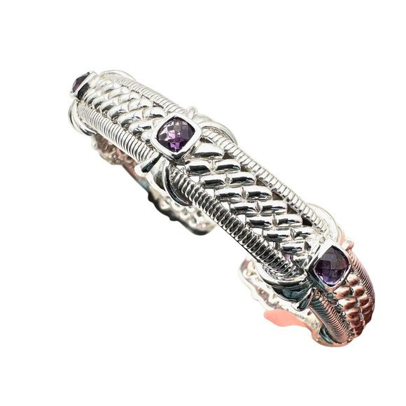 Judith Ripka Womens Bracelet Amethyst Sterling Silver Hinged Cuff - Picture 3 of 4